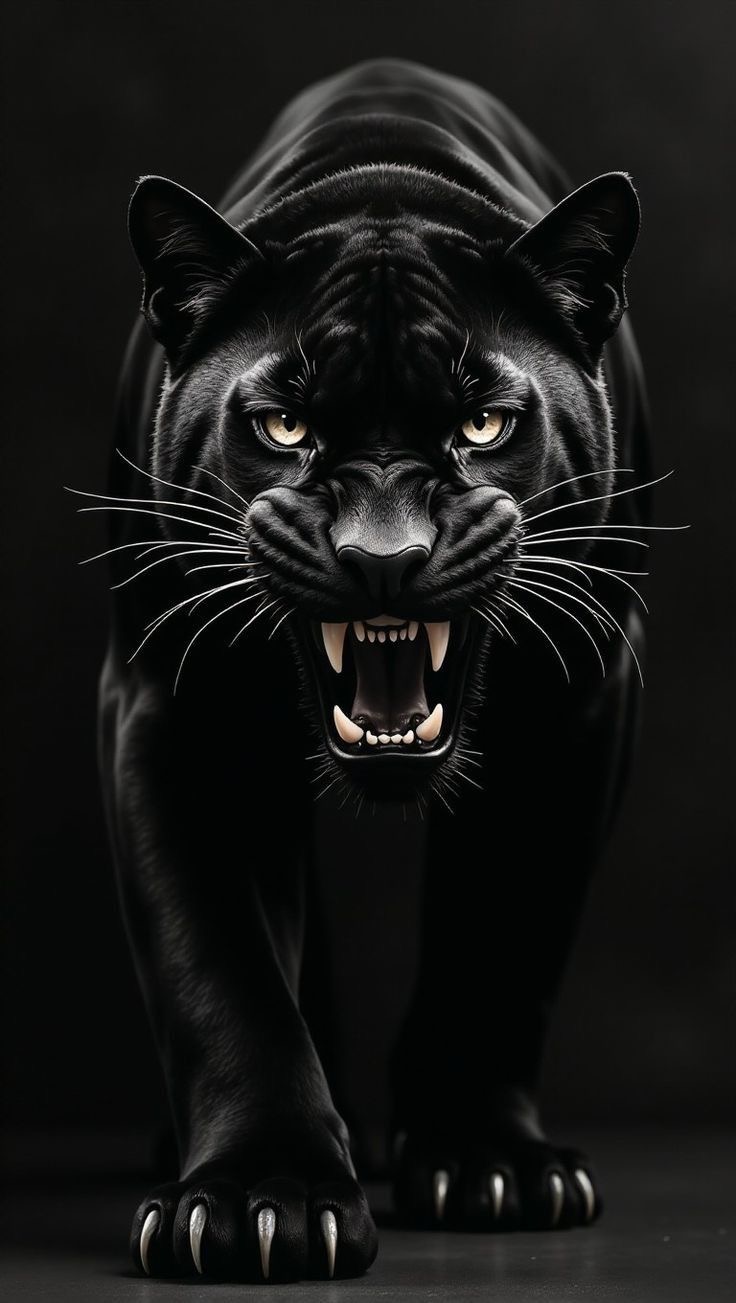 Black panther emerging from the dark